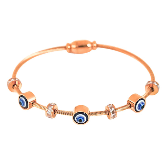 Rose Gold Evil Eye Bangle Bracelet