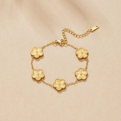 Golden Clover Flower Bracelet